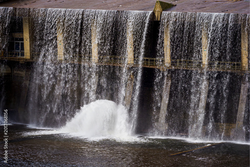 Fényképezés Rushing water cascading over the Collanges Dam in Ardeche France