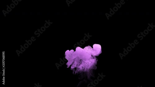 Dynamic violet smoke burst with slow dissipation on transparent background with alpha channel 4K