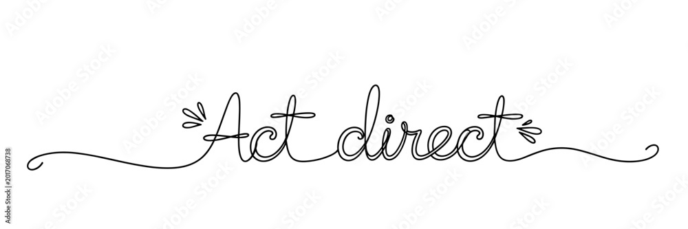 Naklejka premium Handwritten script act direct message on white background, none editable stroke