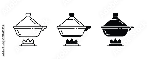 Bild auf Leinwand Tagine Pot Icons, Moroccan Cooking Vessel, Food Preparation, Culinary Symbols
