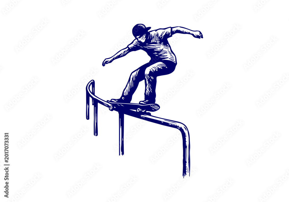 Fototapeta premium Skateboard hand drawn vector illustration