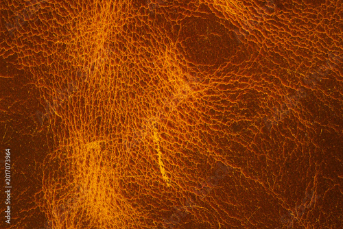 Obraz na płótnie close up of brown leather surface with visible wrinkles for material backgrounds