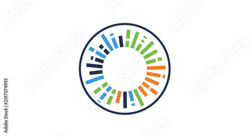 A colorful circular graphic design element.
