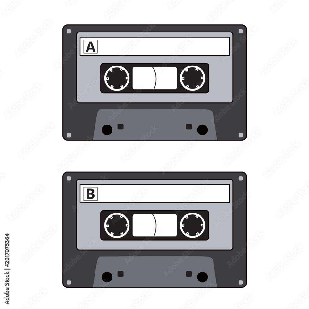 Fototapeta premium Side a and side b cassette isolated on a white background