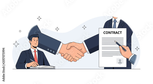 Business Partnership Agreement, Handshake, Contract Signing, Teamwork Concept
