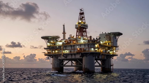 Ocean oil rig drilling platform sea