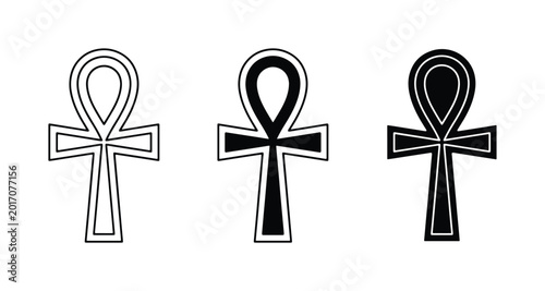 Tableau sur toile Egyptian Ankh Symbols, Ancient Life Key Icons, Hieroglyph Vector Graphics