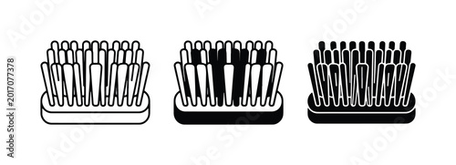 Canvastavla Brush Head Icons: Cleaning Tool Vector Set, Hygiene and Maintenance Graphics