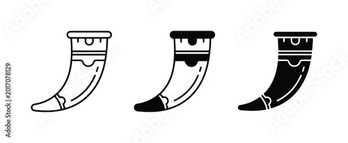 Quadro su tela Viking Horn Icons, Norse Drinking Vessel Graphics, Medieval Mead Cup Vector Set
