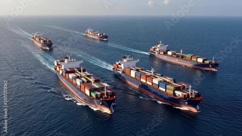 cargo container ship on the ocean open sea