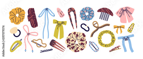 Φωτογραφία Hair accessories for hairdressing, girls decoration set