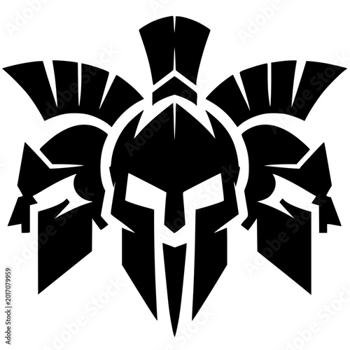 Silhouette of three spartan helmets