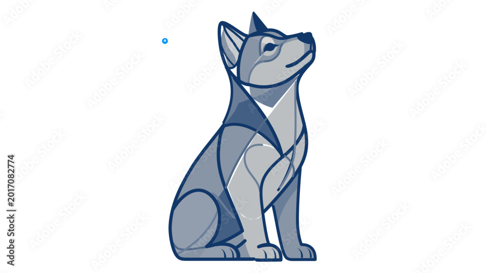 Obraz premium Minimalist grey wolf pup vector icon on a white background, this colorful line illustration of a baby animal cub includes an editable stroke for easy customization of the line weight and style.