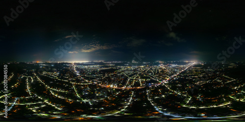 Foto Aerial Panoramic View of Suburban Landscape at Night in Kyrgyzstan
