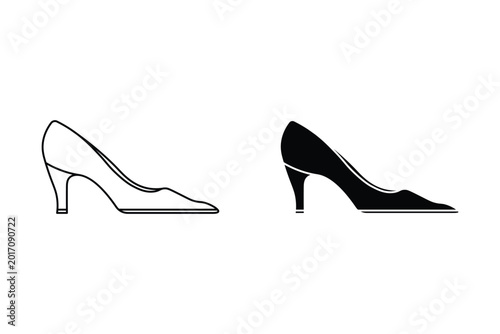 High Heels icon set. illustration of high-heeled platform sandals.