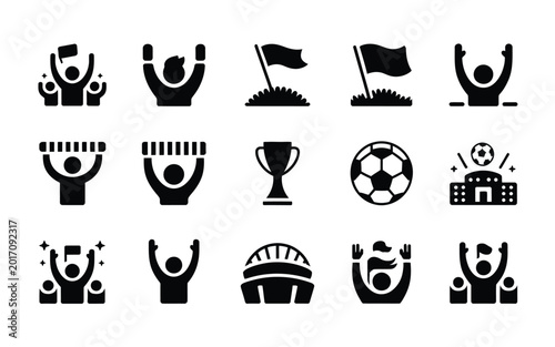 Obraz na plátne Vector icon set featuring sports and achievement symbols