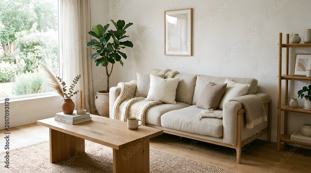 Naklejka premium Cozy living room interior with modern furniture and decor