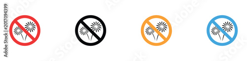 Quadro su tela No fireworks and firecrackers prohibition icon set