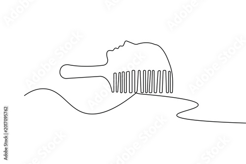 Hair comb continuous one line drawing minimalist beauty vector illustration design