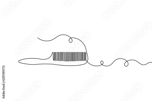 Hair comb continuous one line drawing minimalist beauty vector illustration design
