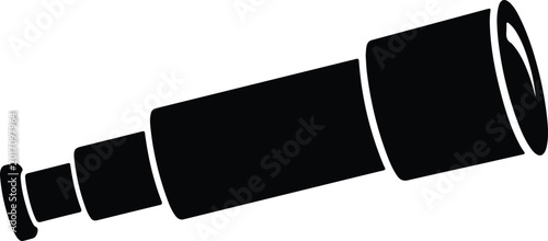 Silhouette design of a classic vintage maritime spyglass telescope vector