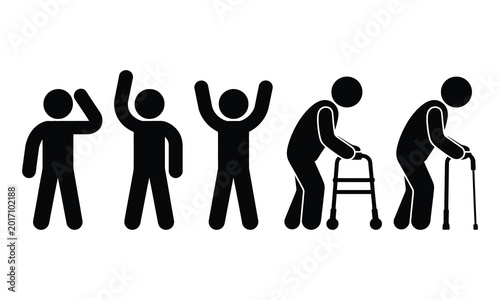 Photos People mobility icons showing different walking abilities