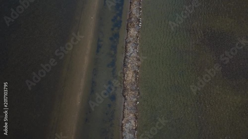 Aerial static shot above salt production landscape in Mesolongi Greece