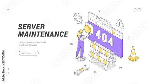 Tableau sur toile Website under construction and 404 error page isometric banner template