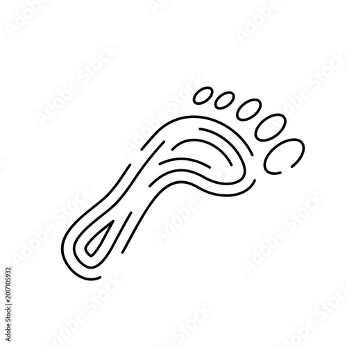Minimalist Line Art Human Footprint Outline Icon Vector Graphic