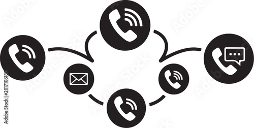 Communication Icons Connecting Phones and Messaging Services