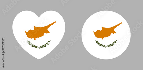 Obraz na płótnie Cyprus flag badge, icon circle, heart