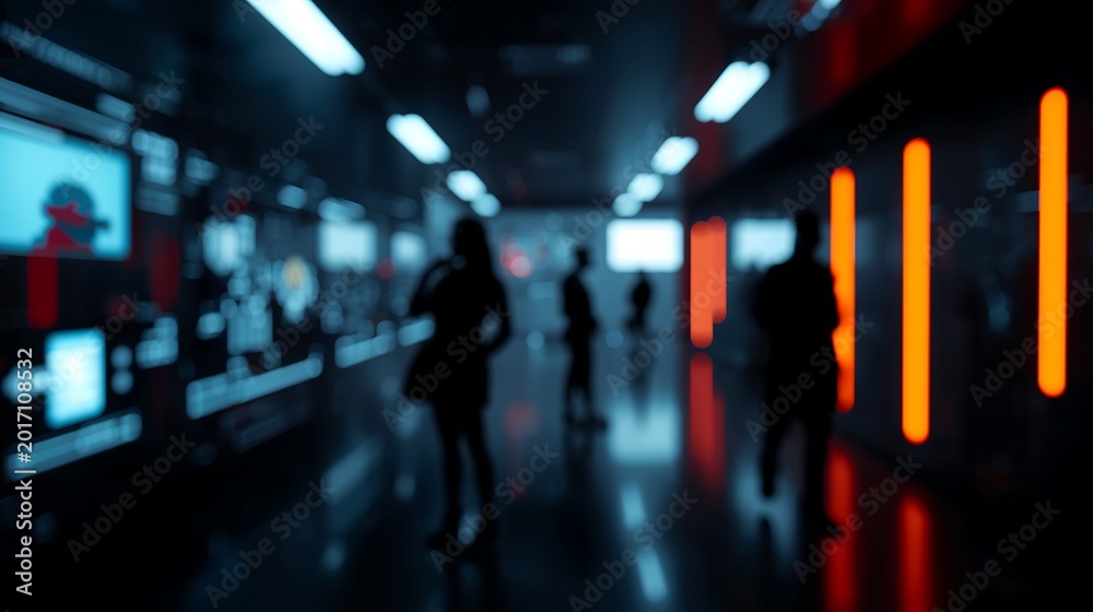 Fototapeta premium Generative AI Futuristic Cityscape with Neon Lights and