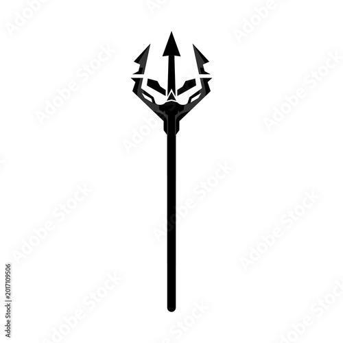 Robo pitchfork and Trident silhouette icon template. Clipart image isolated on white background