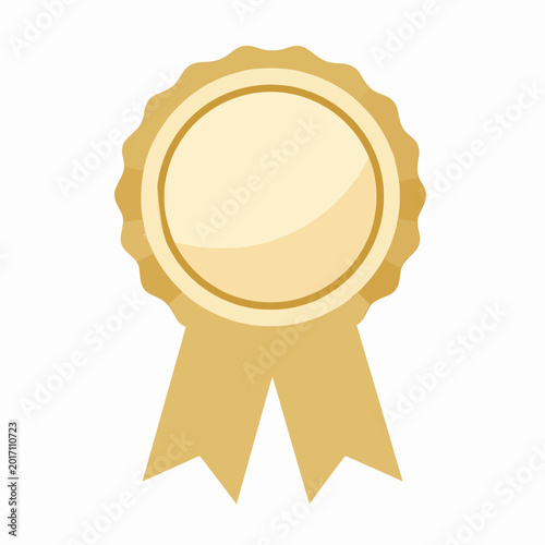 Elegant gold award ribbon and rosette vector template for achievement, success, and quality recognition design