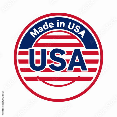 Free Download Made in USA Seal Badge Icon: Flat Vector Graphic Symbol of American Origin and Quality Manufacturing - GFXLoad