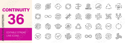 Fotografía Continuity icon set. Editable line icons. Vector illustration.