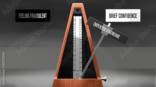Imposter syndrome cycles between feeling fraudulent and brief confidence. Visualizing a pattern of imposter syndrome that swings between extremities: feeling fraudulent and brief confidence. Made by h