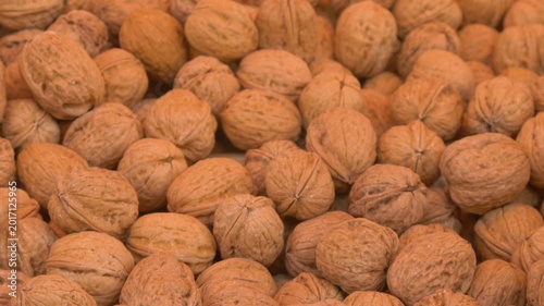 Organic walnuts in shells market display