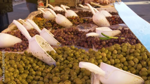 Mediterranean olives for sale at market