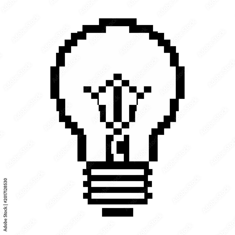 Fototapeta premium Pixel art skull with lightbulb head vector flat design