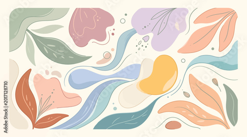Abstract Organic Shapes Summer Nature Paster Tone Vector