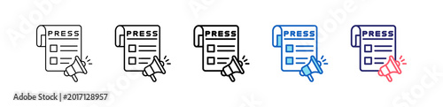Press Release Icon In 5 Different Styles Set Collection.   