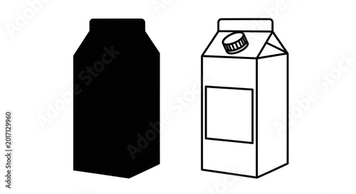 Foto milk carton silhouette and outline on white background silhouette high quality p