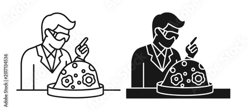 Tableau sur toile Scientist Examining Petri Dish, Laboratory Research, Medical Science Icons