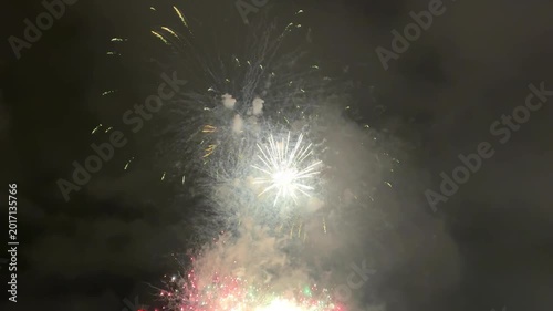 Golden Fireworks Sparkles In Night Sky Video