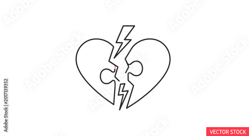 Obraz na plátně Shattered Heart Broken Symbol Icon.