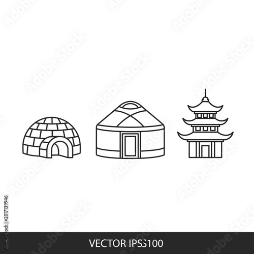 Photography Traditional architectural structures from different cultures.