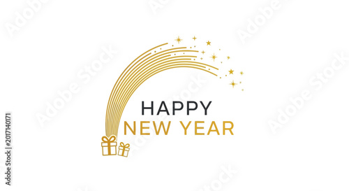 Happy New Year festive gold greeting.