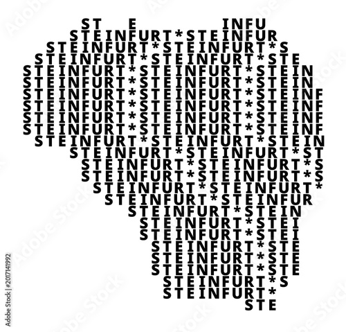 Typographic Map of the city Steinfurt (Germany) with a pattern of capital letters that only show the name of the city