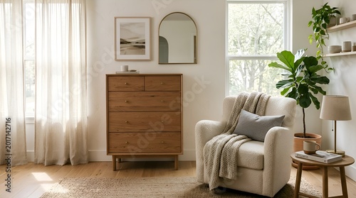 Cozy Bedroom Interior: Modern Furniture, Light, and Design Elements